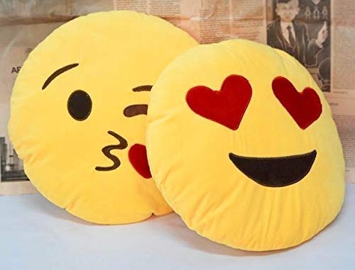 Naturex Naughty & Flying Kiss Smiley Emoji Microfiber Plush Stuffed Pillow Cushion Combo Pack of 2 (Yellow, 35cm Long) (B08YWL7TTT) Amazon Price History, Amazon Price Tracker