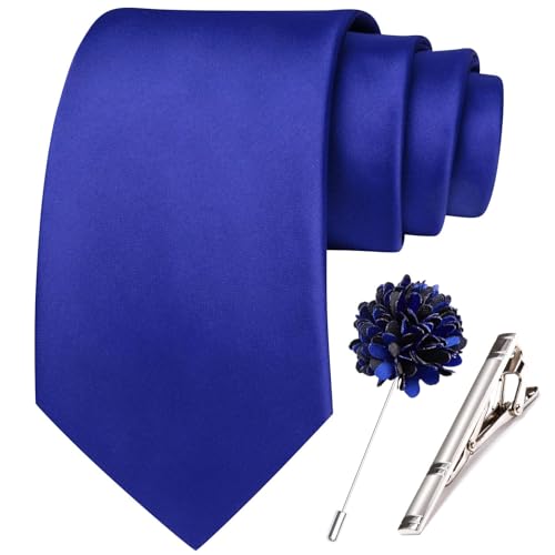 Image of Hi-Tie Men's Extra Long Solid Satin Tie Set 63 Inch /70 Inch Formal Necktie