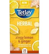 Tetley Zingy Boîte de 20 sachets de thé Citron et gingembre