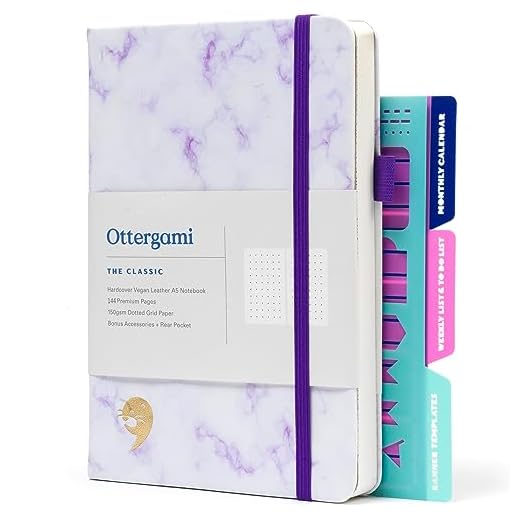 Ottergami Bullet Journal de Puntos - Bullet Cuaderno A5-150gsm Papel Espeso Sin Sangrado - Plantillas, Soporte Boligrafo - The Classic