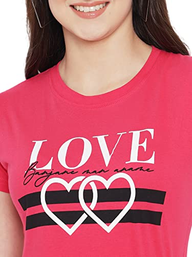 Image of Preneum Women's Cotton Regular Fit Graphic Stylish Printed Short Sleeves Casual T-Shirt |Trend & Styles