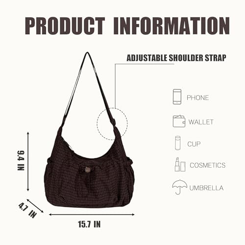 Plaid Nylon Slouchy Crossbody Purse