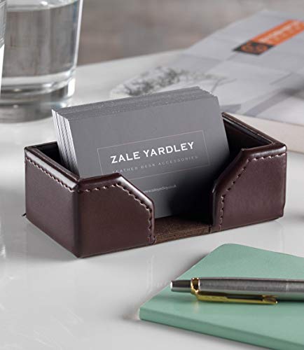 Marrón hecho a mano cuero auténtico titular de la tarjeta de negocios por Zale Yardley UK11.5 X 6 cm