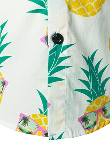 JOGAL Boy's Hawaiian Shirt Short Sleeve Floral Button Down Beach Shirt4