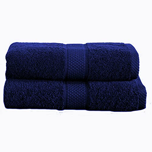 100% Turkish Cotton Guest Towels Hand Kitchen Towel Face Cloth 40 x 60 cm Pack Of 2 Twin Set (Navy Blue)