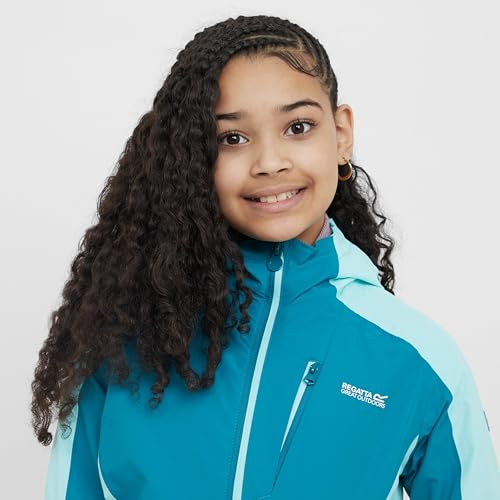 Regatta Kids' Calderdale III Waterproof Jacket, Breathable, Hydrafort Polyester, Taped Seams, Hooded (UK, Age, 7 Years, 8 Years, Regular, Blue) - Image 5