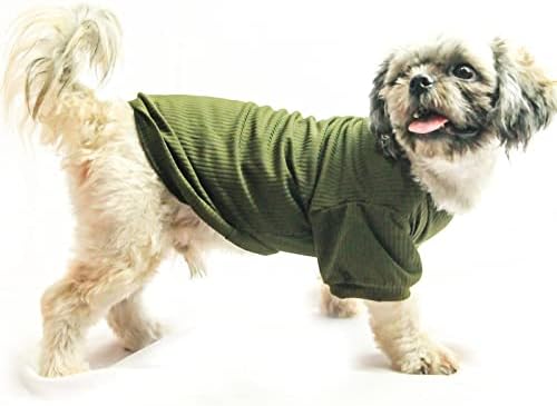 Arrow Cush Pet Dog Cat Clothes Tee Shirts Knitted Classic Warm Sweater Army Green (Small Size)