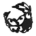12 pc Brass Ring Components, Adjustable Filigree Ring Blank, Black, Ring: about 18mm inner diameter, 16mm wide, Tray: 8mm