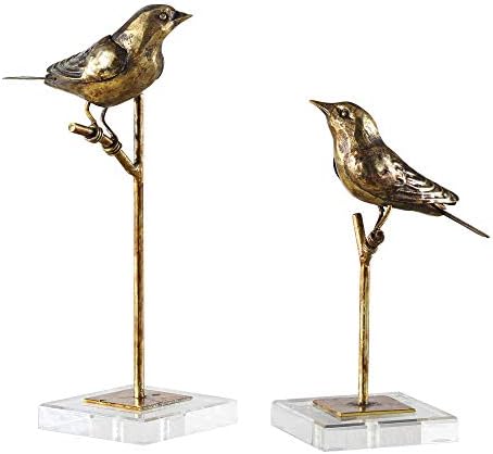 Uttermost Passerines - 13.25 inch Bird Sculpture (Set of 2) - 6.5 inches Wide by 5.5 inches deep