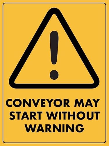 Retro 8"x12" Aluminum Tin Sign - Caution Conveyor May Start Without Warning Vintage Style, Pool & Wall Art Decor