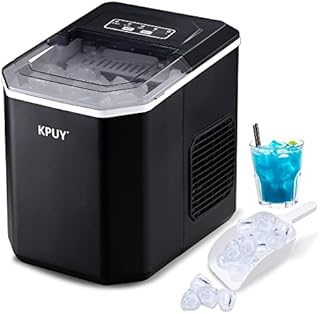 KPUY Ice Maker Machine Countertop Ice Machine for Home, Self-Cleaning Ice Maker, 9 Cubes Ready in 6-13 Mins, 12KGs in 24Hrs Portable Ice Cube Maker Machine for Home/Kitchen/Office/Bar