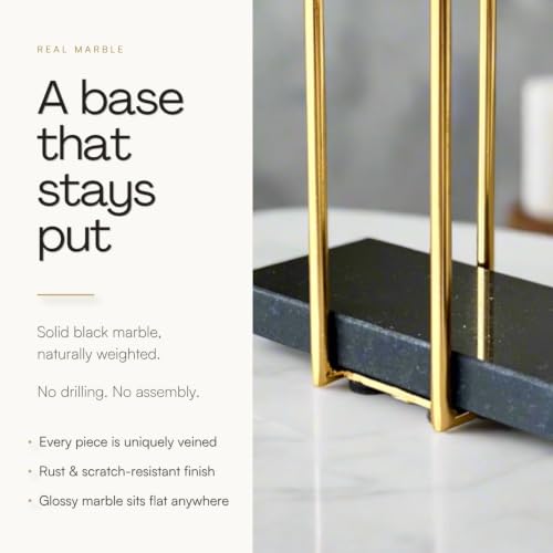 Image of MASON HOME Imperial Napkin Holder Black & Gold - 1pc - L 25.4 inch x B 17.8 inch x H 7.6 inch | Bathroom - Kitchen - Bedroom - Washbasin | Towel - Kitchen Roll - Paper Towel | Home Decor | Organizer | Stand