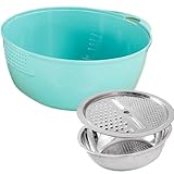 Cuenco Colador Acero Inoxidable | Bol Para Cortar Alimentos Preparación Cocina,Cubeta para Arroz Lavavajillas Segura,Cuenca de Drenaje de Acero