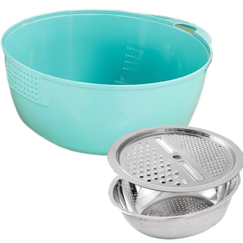 Cubeta De Picar Acero Inoxidable,Colador para Lavar Arroz | Fregadero Apto para Lavavajillas para Preparación de Alimentos de Cocina Arroz Ensalada Fruta Restaurante Hogar,Cuenca de Drenaje de Acero