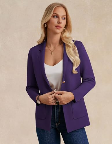 GRACE KARIN Long Sleeve Blazer for Work Professional Fall Outfits for Women 2025 Winter Jacket Business Casual Purple — view 2