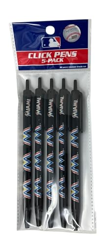 Pro Specialties Group Inc MLB 5-Pack Click Pens, Black (Miami Marlins)