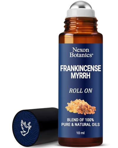 Frankincense & Myrrh Essential Oil Roll-On 10ml - 100% Pure Natural & Prediluted Oil Blend for Aromatherapy & Skin Care - Nexon Botanics