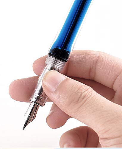 Lanxivi 3 Pcs Yongsheng 3013 Transparent Fountain Pen Extra Fine Nib, Vaccum Filling (Purple, Brown And Clear Transparent) #TOP4