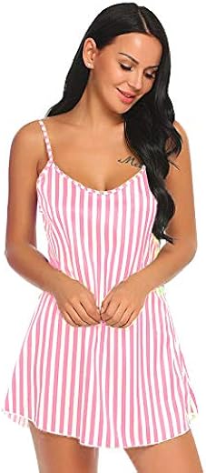Xs and Os Women's Satin Striped Mini Night Wear With Panty
