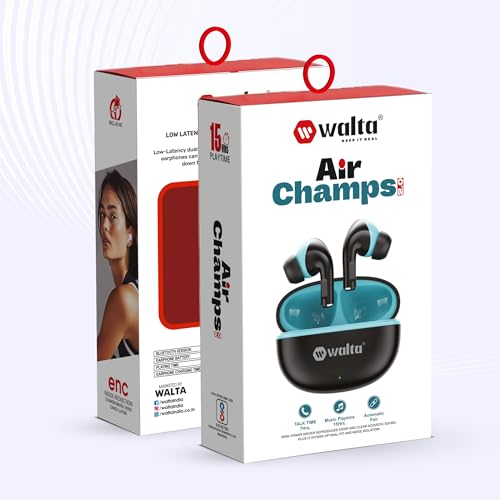 Image of Walta Air Champs 2.0 Wireless Earbuds Bluetooth 5.4, Noise Reduction Earphones with Mic, 15H Playtime, 300hrs Standby, Low Latency Gaming Headphones, Deep Bass TWS for Android & iOS (Purple)