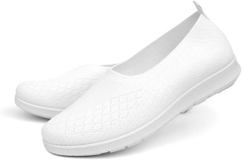 Womens White Temple Slip-On Shoe | Extra Padded Insoles | Wide Toe Box | Lightweight, Non-Slip Temple Footwear