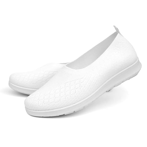 Called and Ready Womens White Temple Slip-On Shoe | Extra Padded Insoles | Wide Toe Box | Lightweight, Non-Slip Temple Footwear (White, US Footwear Size System, Adult, Women, Numeric, Medium, 6.5)