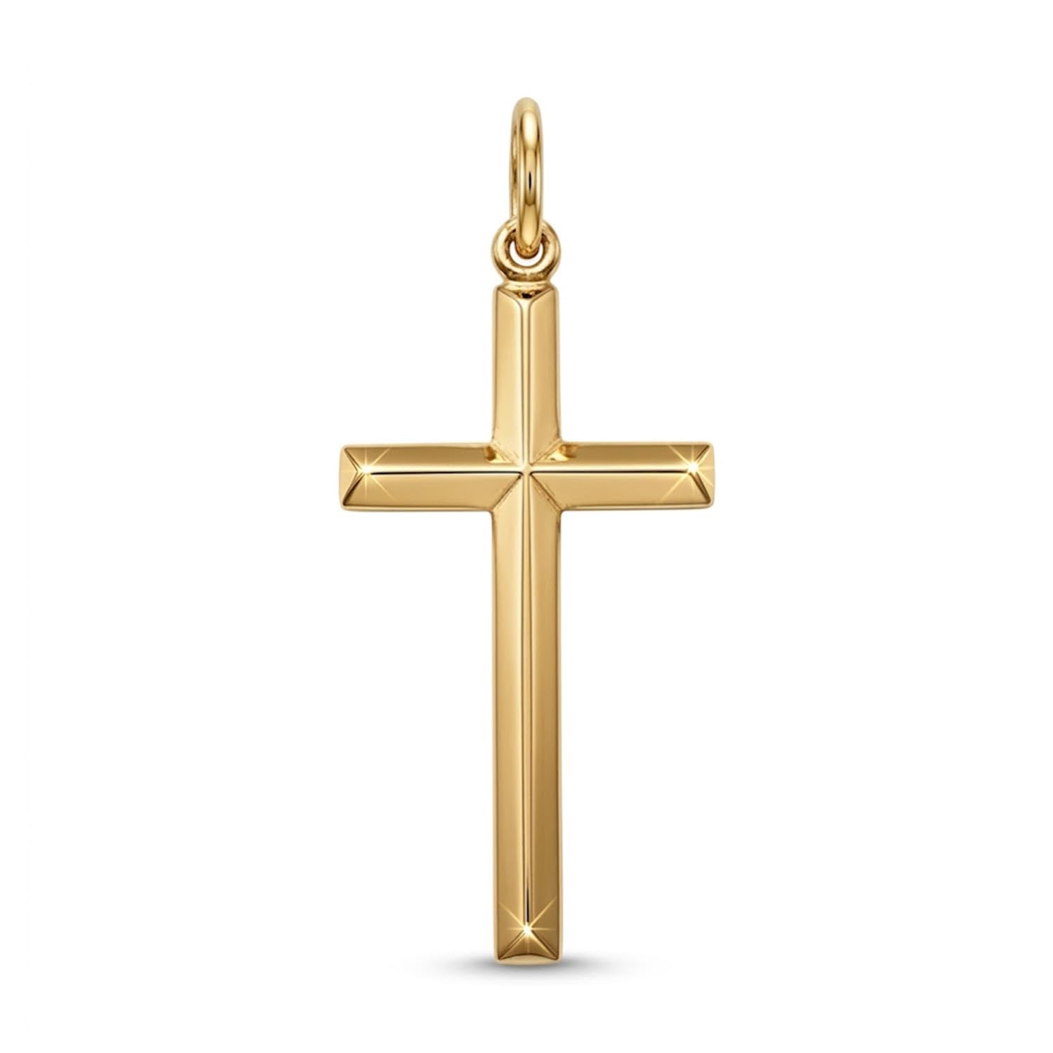 Gold Cross Pendant 10K 3D Puffed