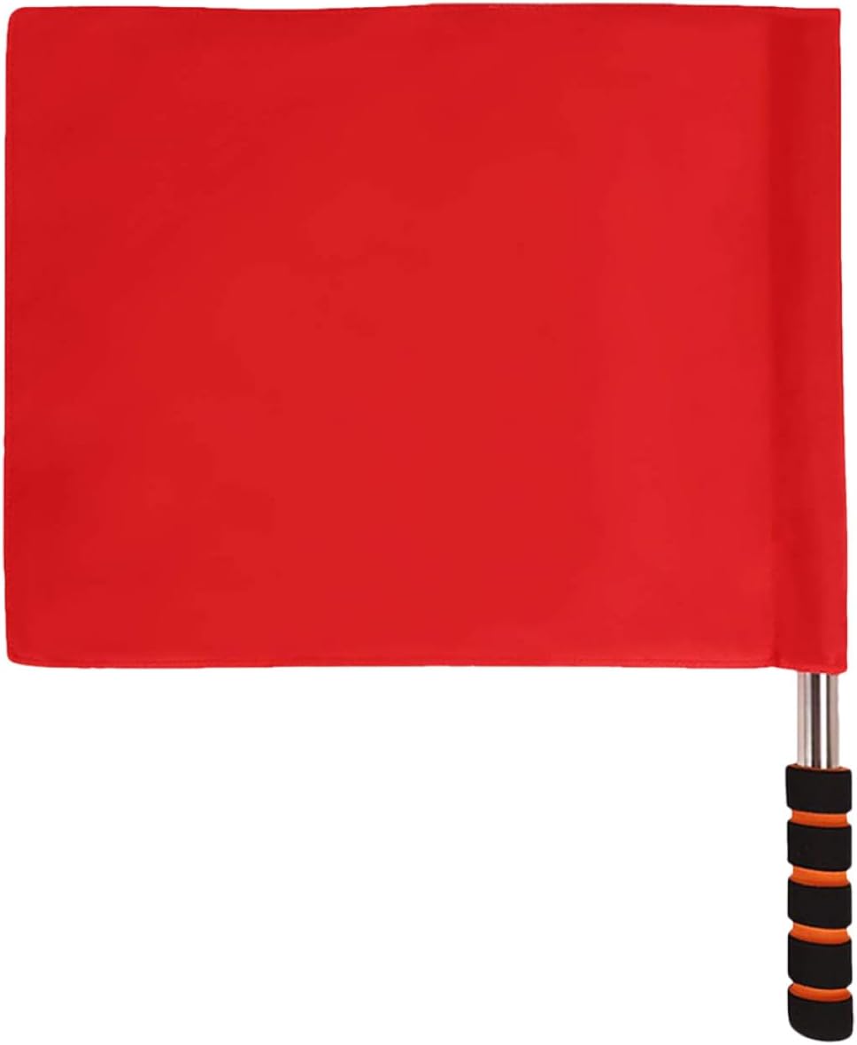 Referee Hand Signal Flag for Competition with Stainless Steel Sponge Handle, Red Volleyball Line Judge Flag Suitable for Sports Events and Track Field Officials