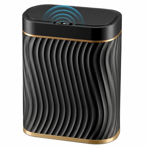 Image of Ogikey Bathroom Trash Can with Automatic Touchless Lid, 5 Gallon Smart Garbage Can Narrow Waterproof Trash Bin for Bedroom, Office, Living Room (5 Gallon-Black)