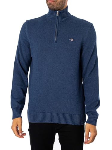 GANT Jersey Casual de algodón con Media Cremallera para Hombre, Dark Jeansblue Melange., XXL