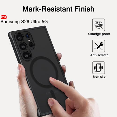 Image of TheGiftKart for Samsung S26 Ultra Case, Matte Frosted Hard Back Cover Compatible with MagSafe, Hybrid Shockproof Galaxy S26 Ultra Back Cover (PC & TPU, Translucent Black)