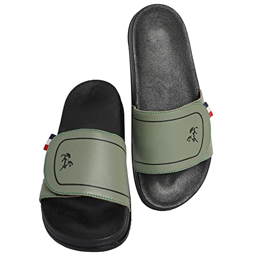 Image of PERY-PAO Mens Stylish Sliders Grey, Sky Blue, Black, White, peach, Neon Green, Olive Green Boys Slippers