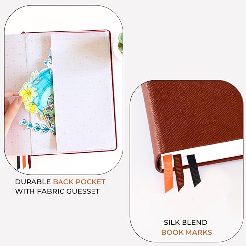 Image of NEORAH -A5 RULED | 368 Pages - 110 Gsm | PAGE A DAY JOURNAL (21x14.8 cm)-Hardcover RULED Notebook |Back Pocket|3 Silk Book Mark-Completely HANDMADE for Journaling,Note Taking- BROWN