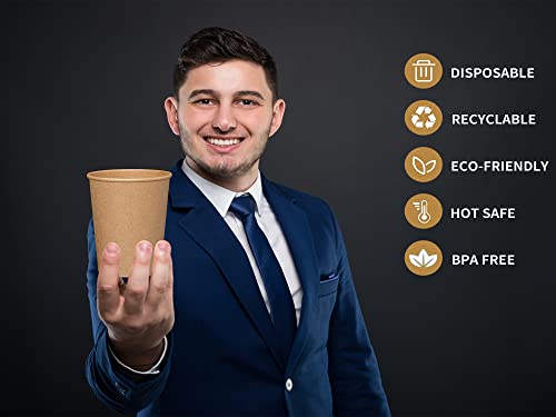 WANBAO 100 PCS 12 OZ Disposable Paper Cups, Coffee Cup, for Coffee Beverages and Cold Drinks. - Thumbnail 3