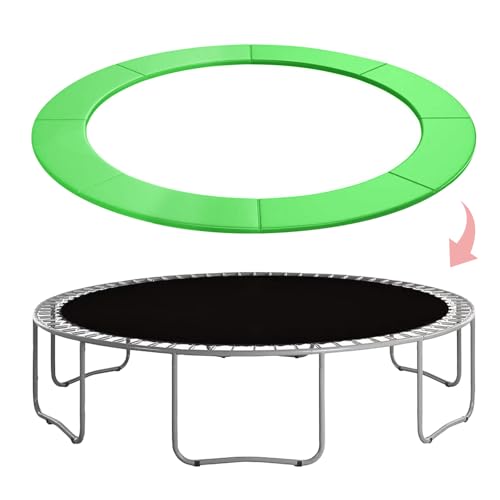 Trampoline Replacement Safety Pad, 8/10/12/13/14/15/16ft Trampoline Spring Cover Protection Pad, Waterproof, UV-Resistant Thickened Round Frame Pad for Trampoline, No Hole for Pole (Green,15FT)