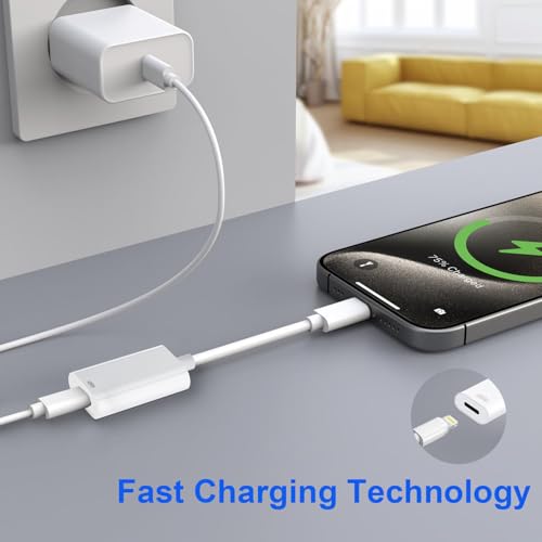 Denlane USB C to Lightning Audio Adapter (Full Function), Type C Male to Female Lightning Headphone Converter with Charge&Data Transfer, Compatible with Apple iPhone 17/16/15/iPad/MacBook/USB-C Device by Denlane - Image 4