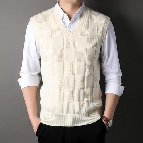JEShifangjiusu Men's V Neck Sweater Vest Checkered Sleeveless Pullover Knitwear Business Casual Knitted Tank Top2