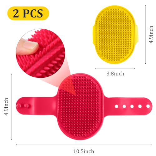 Guduling 2 Stück Hunde Waschbürste,Badebürste Hund,Badebürste Gummistriegel,Verstellbare Pet Bath Brush für Hauskatzen,Katzengesichtskratzer,Hund Katzenmassagegerät (Grün + Gelb)