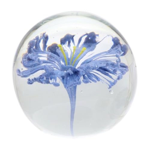 Générique Presse Papier Sulfure Boule en Verre Décoration Collection Fleur Bleue de 8cm