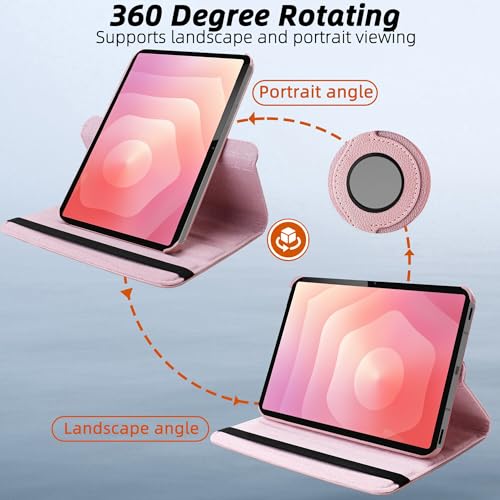 Image of TGK 360 Rotatable Flip Cover for Samsung Galaxy Tab S11 Case 11 inch 2025, Galaxy Tab S10 Lite / S10 FE / S9 FE 10.9 inch / S9 11 Inch 2023 (Rose Gold)