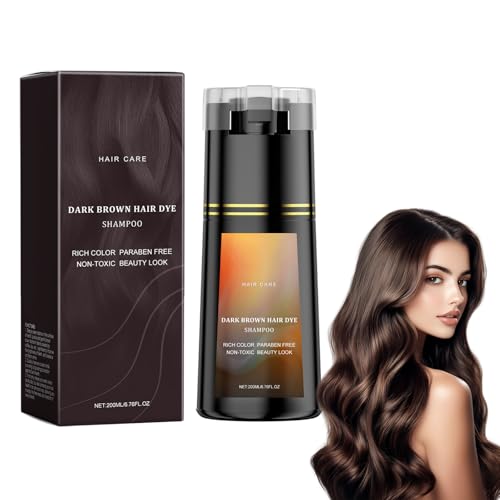 Shampoo Coloration Capillaire Instantané – Shampooing Teinture 3 En 1 Pour Cheveux Gris – Formule à Base D'ingrédients Naturels, Facile à Appliquer – 200ml – Adapté Aux Femmes Et Hommes (Marron)