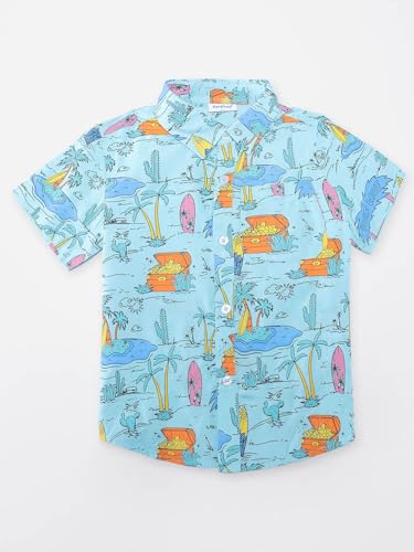 Image of Nautinati Boys Printed Collared Shirt with Shorts Clothing Set | Age 1-5 Years