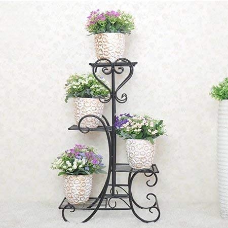 Image of 6-Tier Rust-Proof Metal Plant Stand for Balcony & Indoor Use - Heavy-Duty Gamla Stand for 6 Pots (Lohe Ka Stand) (5 POT STAND)