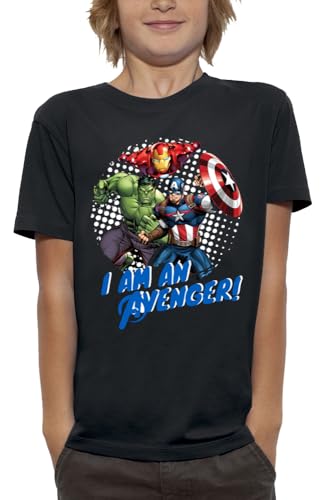 T-Shirt Avengers Marvel noir anti-déformation avec imprimé résistant Hulk et Iron Man