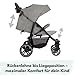 Graco Buggy EezeFold DLX | leichter Reisebuggy mit Einhand-Faltmechanismus, 4-Rad-Federung, flacher Liegeposition & großem Korb - Lunar Grau