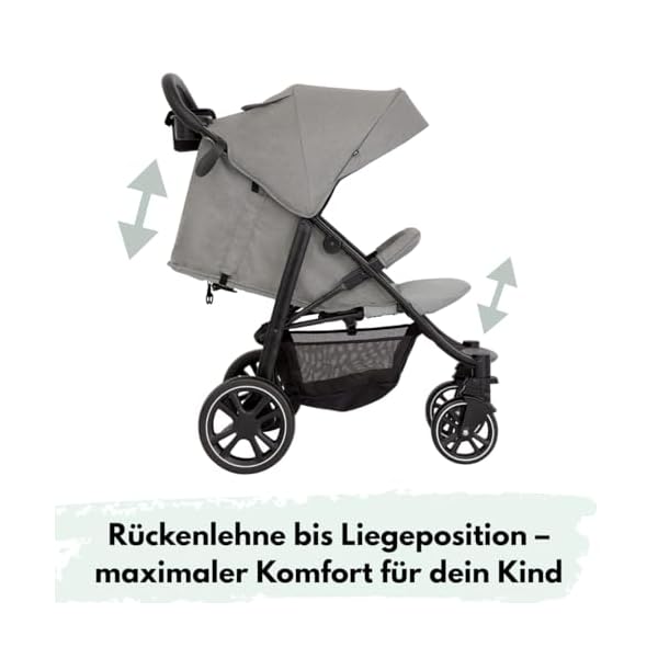 Graco Buggy EezeFold DLX | leichter Reisebuggy mit Einhand-Faltmechanismus, 4-Rad-Federung, flacher Liegeposition & großem Korb - Lunar Grau
