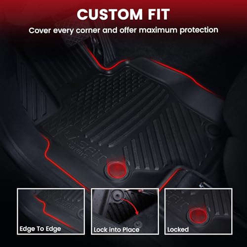 Image of LASFIT Floor Mats & Cargo Mat with Seatback for Mercedes Benz GLS 2020-2026 | Fit for 450 /580 /63 AMG (Only Fit 6 Seats with Center Console), All Weather TPE, 3 Rows Mats & Trunk Mat with Backrest