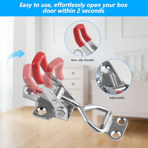 6 STK Kistenverschluss Spannverschluss, Metall Schnappverschluss, Bordwandverschluss, verstellbarer Hebelverschluss, Hebel Verschluss für Kisten Schrank Verschlusshaken Türriegel, Haltekraft 100 kg