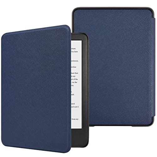DMLuna Case for All-New 6" Kindle 11th Generation 2024/2022, Model:C2V2L3, Ultra Thin and Lightweight Smart Protective Durable Premium PU Leather Cover with Auto Sleep Wake Function, Navy Blue
