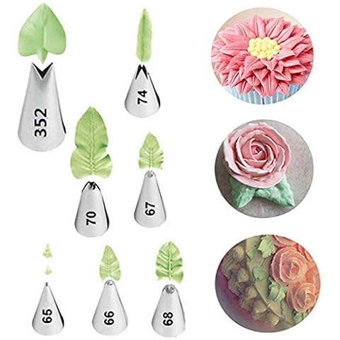 FantasyDay Cake Decorating Set, 7 Pieces Stainless Steel Piping Nozzles Tips Kit - Christmas Birthdays Anniversary Wedding DIY Icing Nozzle for Cupcakes Cakes Cookies Dessert Pastry Making Tools #4 Cover
